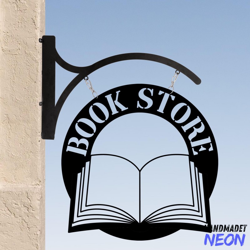 Personalized Book Store Hanging Sign, Book Shop Outdoor Hanging Sign, Book Library Metal Blade Sign, Book Store Metal Business Sign