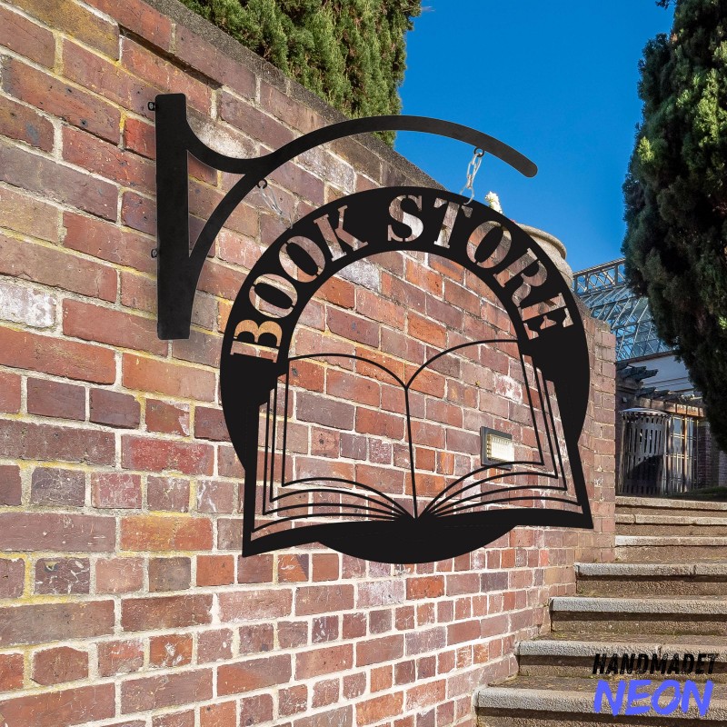 Personalized Book Store Hanging Sign, Book Shop Outdoor Hanging Sign, Book Library Metal Blade Sign, Book Store Metal Business Sign