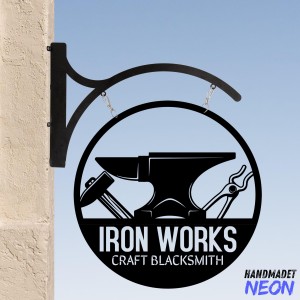 Personalized Iron Works Hanging Sign, Iron Works Shop Outdoor Hanging Sign, Iron Metal Blade Sign, Iron Worker Metal Business Sign