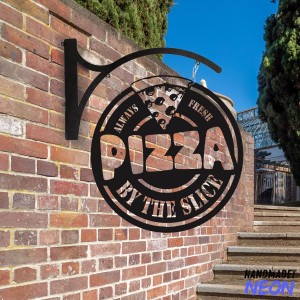 Personalized Pizza Hanging Sign, Pizza Restaurant Outdoor Hanging Sign, Pizza Food Shop Metal Blade Sign, Food Store Metal Business Sign