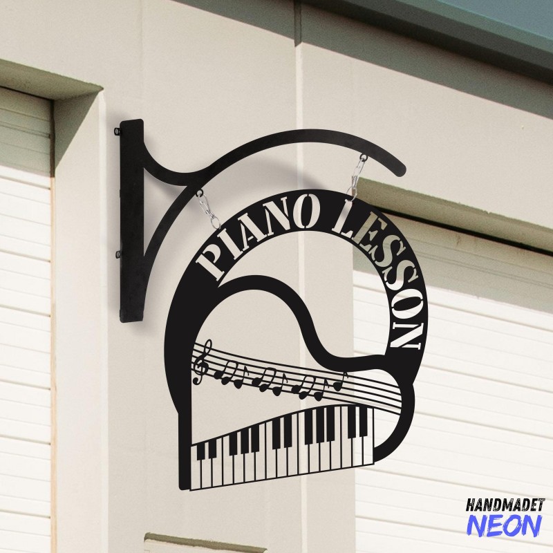 Personalized Piano Hanging Sign, Piano Lesson Outdoor Hanging Sign, Music Studio Sign, Music Metal Blade Sign, Piano Metal Business Sign