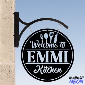 Personalized Kitchen Hanging Sign, Restaurant Outdoor Hanging Sign, Kitchen Food Shop Metal Blade Sign, Food Store Metal Business Sign