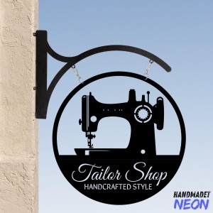 Personalized Tailor Shop Hanging Sign, Sewing Machine Outdoor Hanging Sign, Tailor Metal Blade Sign, Tailor Shop Metal Business Sign