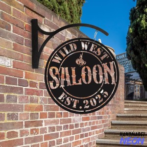 Personalized Wild West Saloon Hanging Sign, Wine Bar Outdoor Hanging Sign, Wine Store Metal Blade Sign, Wine Bar Pub Metal Business Sign