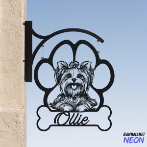 Personalized Yorkshire Terrier Dog Hanging Sign, Paw Dog Outdoor Hanging Sign, Pet Spa Metal Blade Sign, Pet Grooming Metal Business Sign